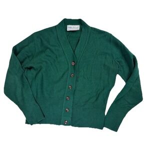 Vintage Bobbie Brooks Green Cardigan Sweater Buttons 40in Chest T3